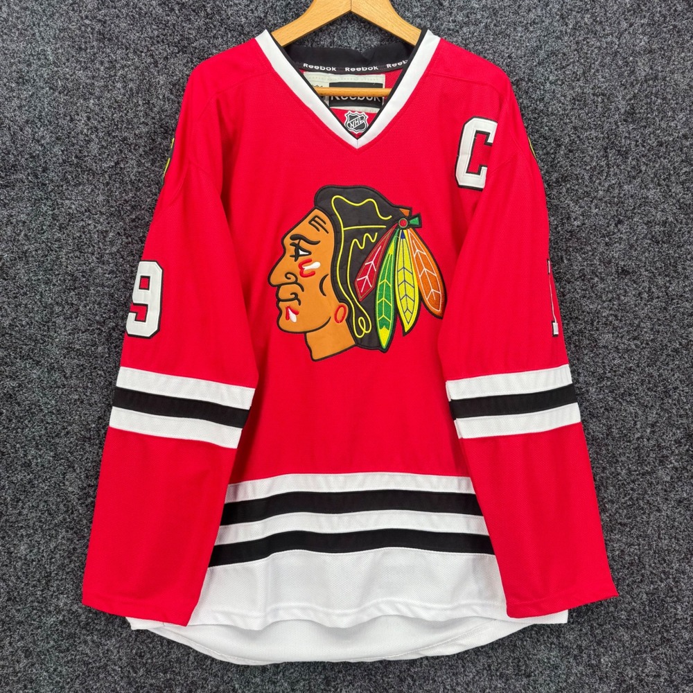 Reebok Chicago Blackhawks Jonathan Toews 19 Jersey Red NHL Size 52 Fight Strap